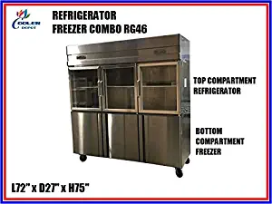 Commercial Refrigerator Freezer 6 Door Kitchen Restaurant Home Equipment Glass Display 220V (110V Converter)