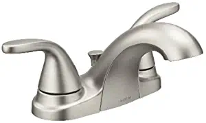 Moen 84603SRN Adler 4 in. Centerset 2-Handle Low-Arc Bathroom Faucet in Spot Resist Brushed Nickel