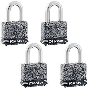 Master Lock 380QLFHC Steel Padlocks, Rust-Oleum Certified Protection Black Finish, 4-Pack