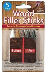 5 Piece Wood Filler Sticks - Repair and Restore Scratches on Wood Flooring and Furniture (1 set)
