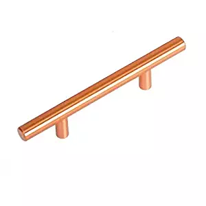 Satin Copper Cabinet Hardware Euro Style Bar Handle Pull - 96mm Hole Centers, 6-3/4"" Overall Length (10 PACK)