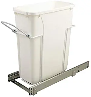 Knape & Vogt White 11.375 in. x 22 in. x 18.813 in. 27 Qt. in-Cabinet Double Soft-Close Bottom-Mount Pull-Out Trash Can