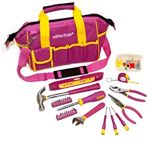 GreatNeck 21043 32-Piece Essentials Around the House Tool Set in Pink Bag