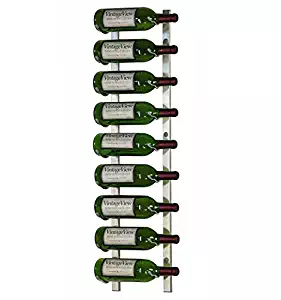 VintageView Wall Series-9 Bottle Wall Mounted Wine Rack (Brushed Nickel) Stylish Modern Wine Storage with Label Forward Design