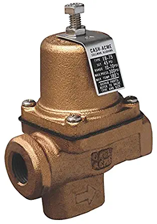 Cash Acme 22999-0045 Pressure Regulator, EB75 FPT X FPT Cartridge Based Design, 10 psi - 70 psi Range, 1/2