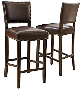 Christopher Knight Home 295976 William Bonded Leather Backed Barstool (Set of 2), Brown