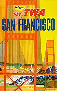 Vintage David Klein TWA Poster San Francisco California Mid Century Modern