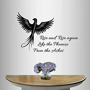 In-Style Decals Wall Vinyl Decal Home Decor Art Sticker Rise and Rise Again Like The Phoenix from The Ashes Phrase Quote Lettering Phoenix Bird Room Removable Stylish Mural Unique Design 723