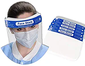 10 Pack Safety Face Shield, All-Round Protection Cap with Clear Wide Visor Spitting Anti-Fog Lens, Lightweight Transparent Shield with Adjustable Elastic Band for Men Women