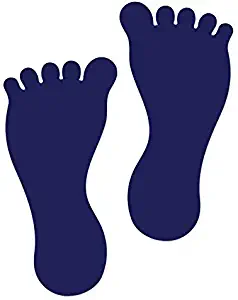 LiteMark 5.5 Inch Removable Barefoot Footprint Floor and Wall Stickers - Water Based Adhesive (Youth, Blue) Pack of 20 (10 Pairs)