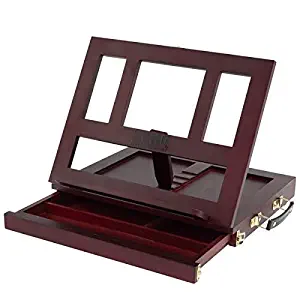 Soho Urban Artist Adjustable Tabletop Easel & Book Stand - Lightweight Art Desk, Table Easel with Storage Drawer, Sturdy and Portable, Perfect for The Home, Office or Travel - Mahogany Finish