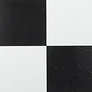 Ben & Jonah Tivoli Black & White 12x12 Self Adhesive Tile-45 Tiles/45 sq Ft Collection Vinyl Floor Tile, Multi