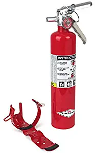 Amerex B417T, 2.5lb ABC Dry Chemical Class A B C Multi-Purpose 2.5 Pound Fire Extinguisher with Wall Bracket, Mobile Deals Sticker Sign and Blank Inspection Tag