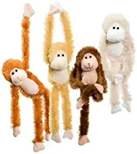 Fuzzy Friends 1 Each Burnt Orange, Blonde, Cream and Dark Brown Fuzzy Friends Plush Monkey with Velcro Hands Furry Stuffed Animal, Set of 4