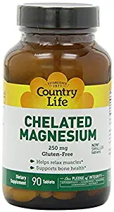 Country Life Chelated Magnesium 250 mg, 90 Tablets