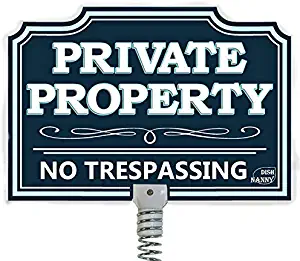 DISH NANNY Private Property No Trespassing Sign House Yard Sign Dynamic | No Trespassing Signs Yard Privacy Sign for Home No Soliciting Business Two Sides Metal Stake Deep Blue (Private Property)