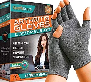 Comfy Brace Arthritis Hand Compression Gloves – Comfy Fit, Fingerless Design, Breathable & Moisture Wicking Fabric – Alleviate Rheumatoid Pains, Ease Muscle Tension, Relieve Carpal Tunnel Ache(Medium)