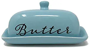 Porcelaine Butter Dish With Lid For East West Butter Great For Kitchen Storage & Decor or Gift Idea by Ashes To Beauty (Aqua)