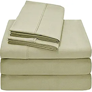 Split King Royal Collection 1900 Egyptian Cotton Bamboo Quality Super Soft Bed Sheet Set with 2 Twin XL Fitted, 1 King Flat and 2 King Pillow Case.Wrinkle Free Shrinkage Free (Split King, Sage Green)