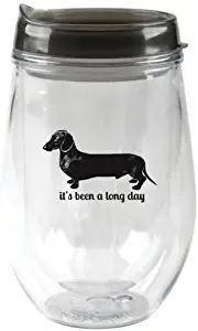 It’s Been a Long Day Stemless Glass (Black Dachshund Plastic)