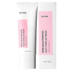 IUNIK Rose Galactomyces Silky Tone Up Cream 1.35 fl. oz, Brightening and Wrinkle Care Moisturizer, Makeup Base and Makeup Primer, Galactomyces Ferment Filtrate 5000ppm