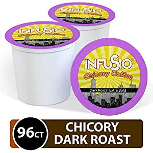 InfuSio Coffee & Chicory Single Serve Pods, Compatible with Keurig 2.0 K Cup Brewers, 96 Count, Rich Bold Gourmet Flavor - New Orleans Style Coffee with Chicory