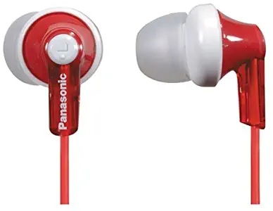 Panasonic ErgoFit In-Ear Earbud Headphones RP-HJE120-R (Red) Dynamic Crystal Clear Sound, Ergonomic Comfort-Fit